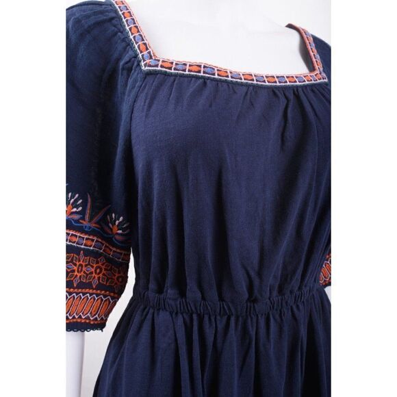 Boden Womens Jersey Embroidered Midi Dress UK 8 US 4 Navy Blue Boho D0263 NWT - Picture 4 of 7